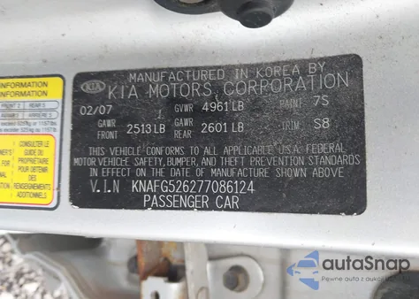 2007 Kia Rondo Lx V6 z USA, uszkodzony, nr VIN KNAFG526277086124